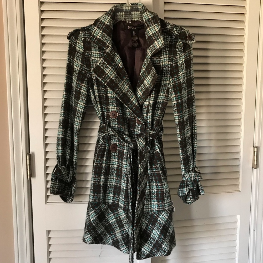 Grass Collection Long Button Jacket With Sash - image 2